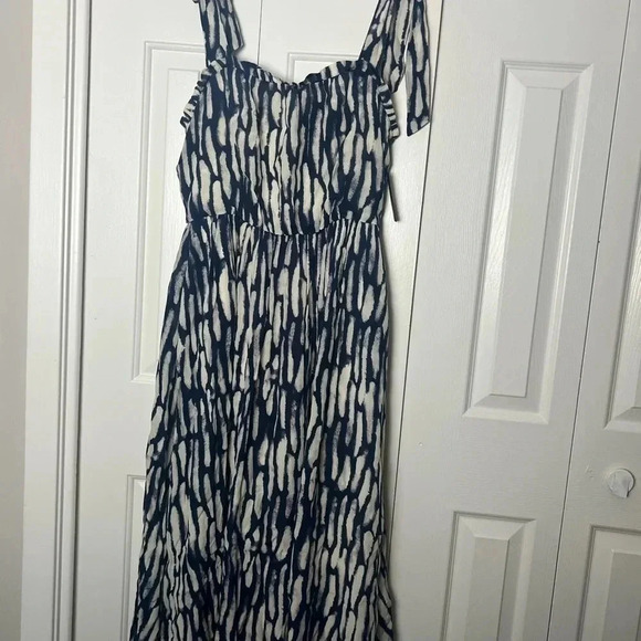 Jason Wu Sleeveless Dress with Shoulder Ties in Spring Navy Multi SZ6 Maxi Dress - Picture 16 of 16